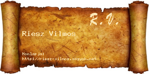 Riesz Vilmos névjegykártya